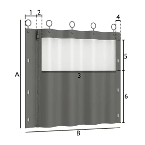 Planenvorhänge mit Ringen, Fenster und Reißverschluss
