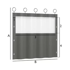 Planenvorhänge mit Ringen und Fenster